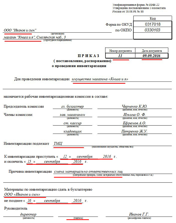 Образец приказа о проведении инвентаризации в бюджетном учреждении образец